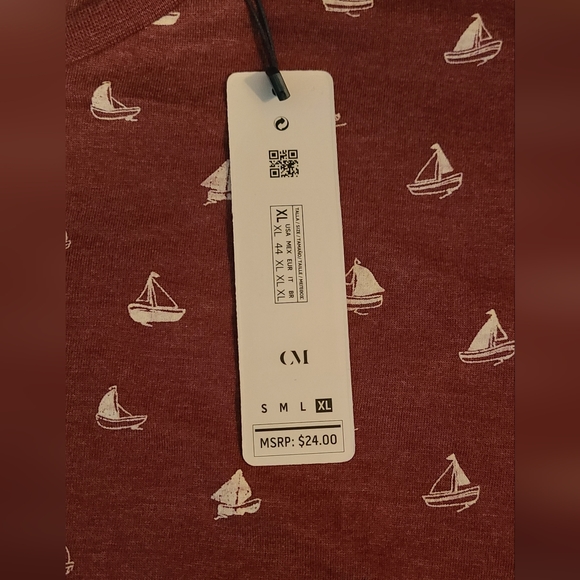 NWT Burgundy Red Sailboat Nautical Cactus Man Shirt XL - Picture 4 of 5